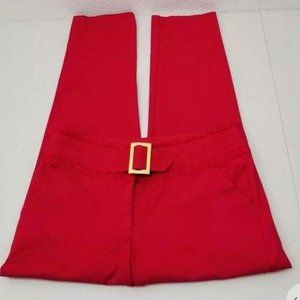 Xoxo Straight Leg Red Pants Attached Belt w Lace